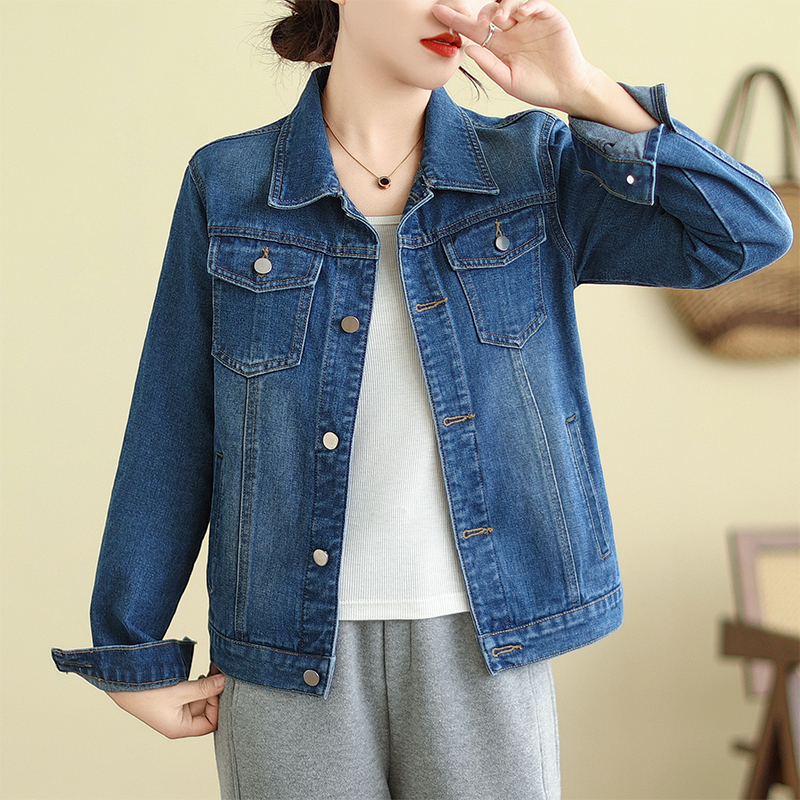 MY15442# 港风长袖牛仔短外套女士宽松休闲上衣百搭学生牛仔夹克有内袋...