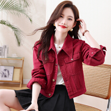 批发实拍时尚洋气长袖<b class='q'>牛仔</b>衫女春新款水洗休闲宽松短外套百搭上衣