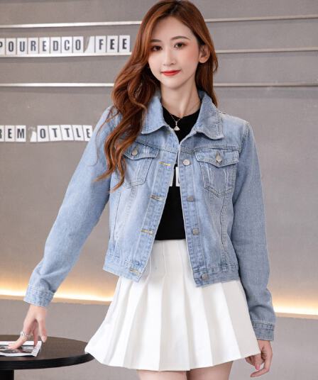 실사 폭발 순면 데님 여성 코트 루즈핏 다용도 긴팔 데님 맨위 여성 짧은 재킷 봄과 가을